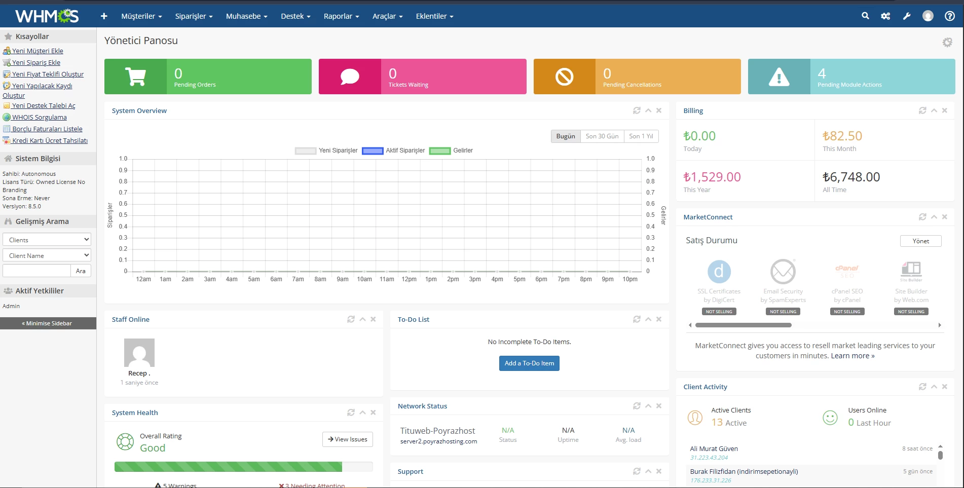 Whmcs Türkçe Yazılım 8.5